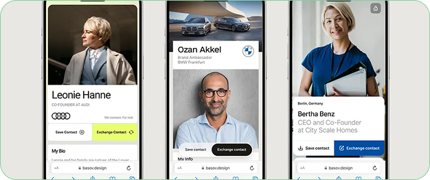 Digital business card interface